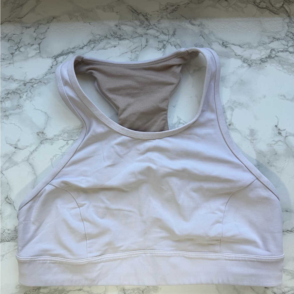 lululemon White Racerback High Neck Sports Bra Size 8 - Picture 2 of 7